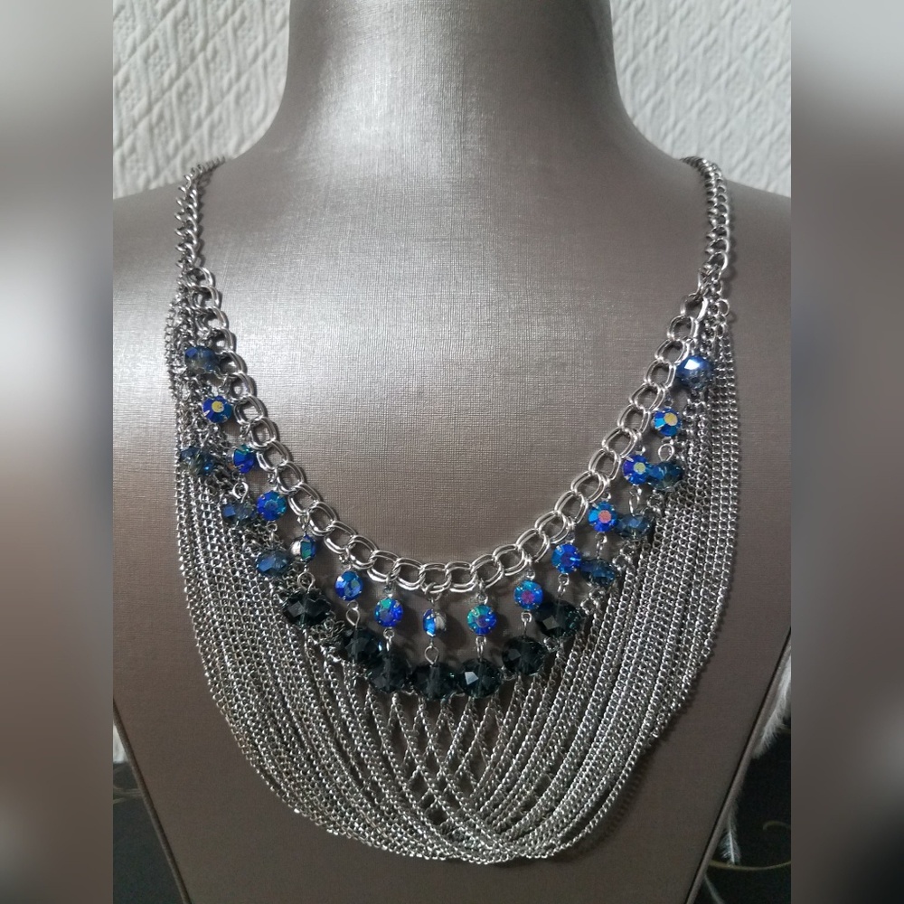 Silver/Blue collar necklace